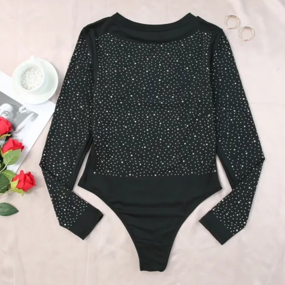 Fierce Black Rhinestone Bodysuit - Picture 3 of 12